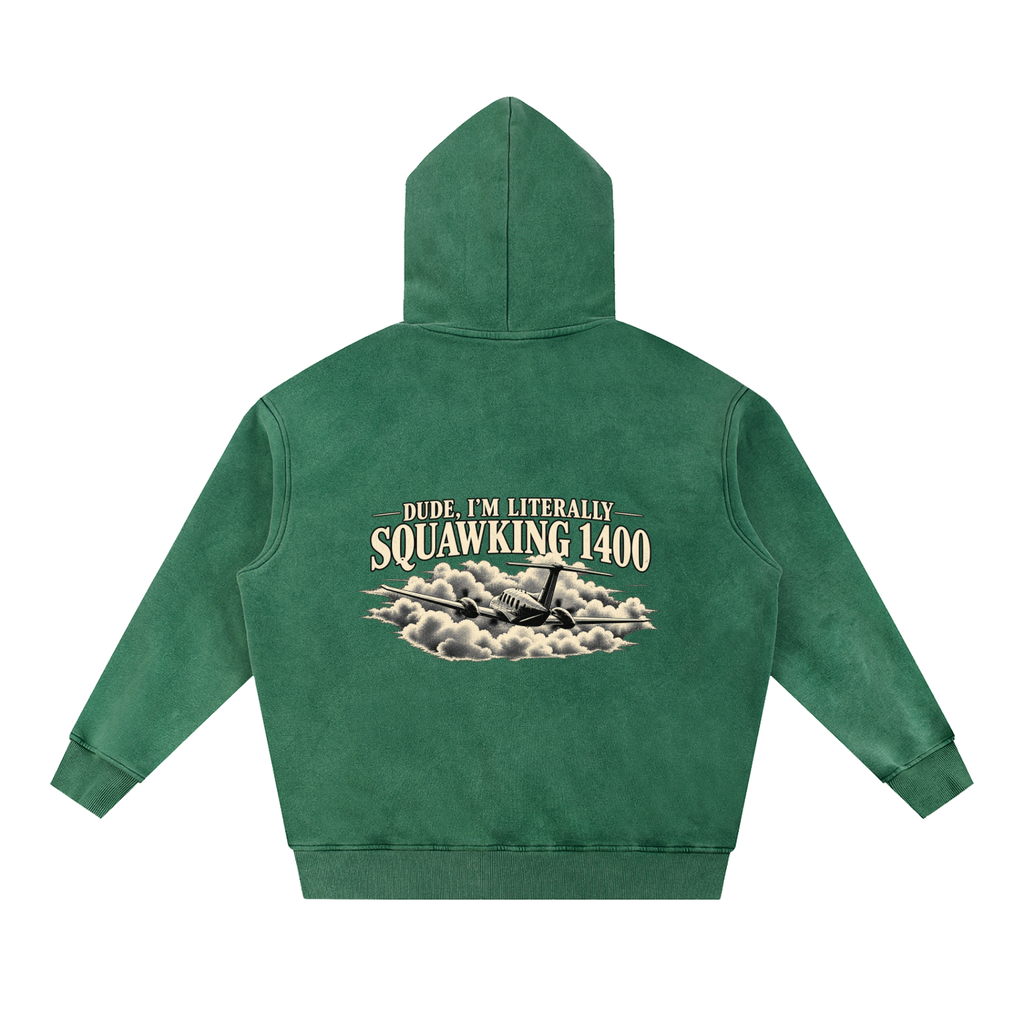 Sqwuak 1400 - Snow Wash Fleece Oversize Hoodie