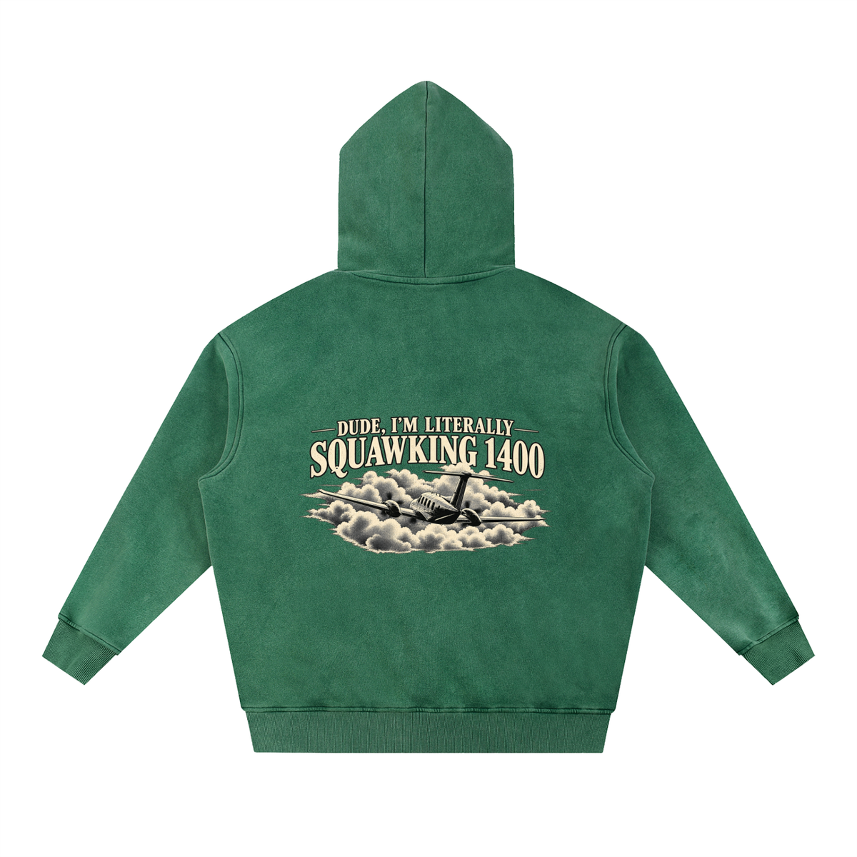 Sqwuak 1400 - Snow Wash Fleece Oversize Hoodie