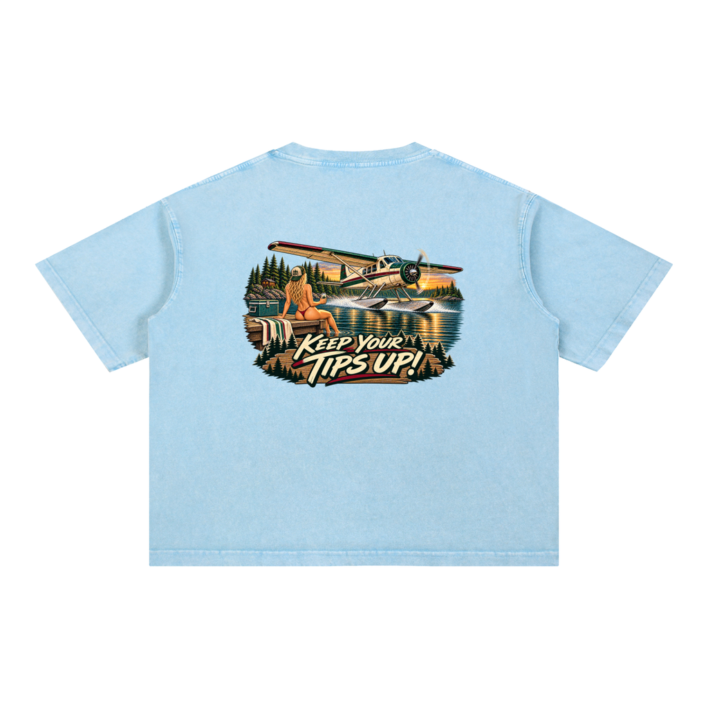 Tips Up - Mineral Wash Boxy Cotton T-Shirt