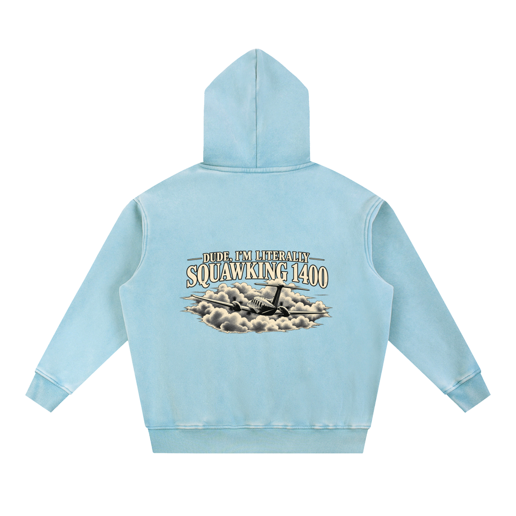 Sqwuak 1400 - Snow Wash Fleece Oversize Hoodie