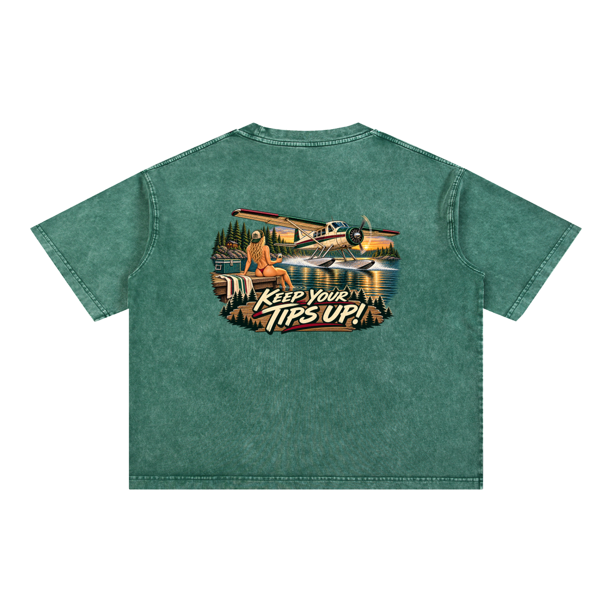 Tips Up - Mineral Wash Boxy Cotton T-Shirt
