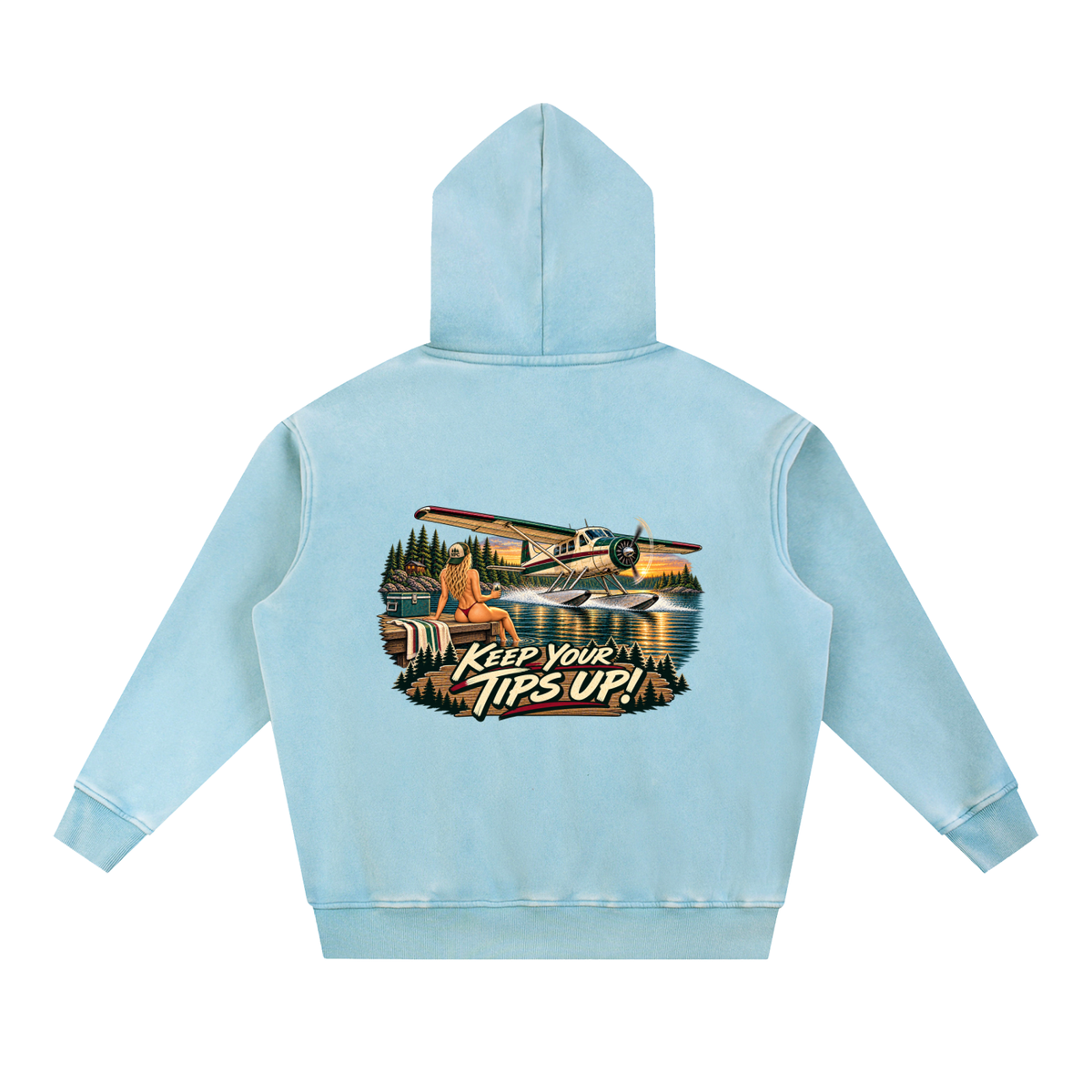 Tips Up - Snow Wash Fleece Oversize Hoodie