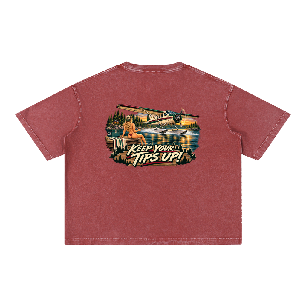 Tips Up - Mineral Wash Boxy Cotton T-Shirt