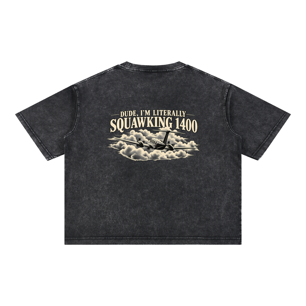 Sqwuak 1400 - Mineral Wash Boxy Cotton T-Shirt
