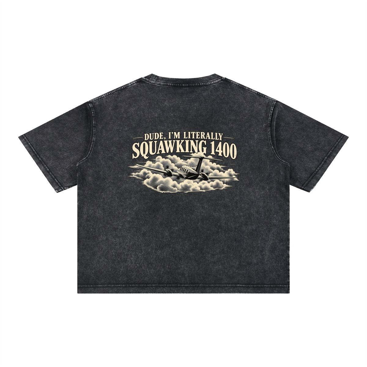 Sqwuak 1400 - Mineral Wash Boxy Cotton T-Shirt