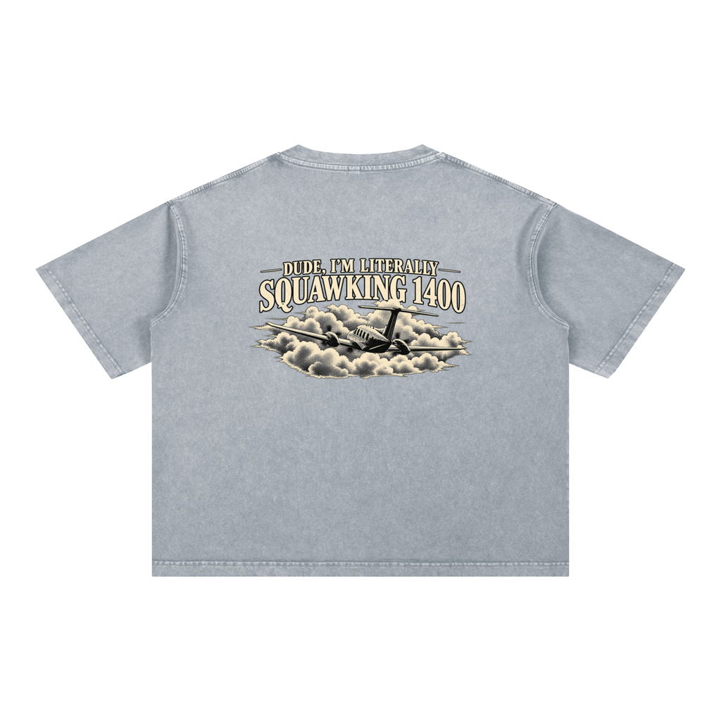 Sqwuak 1400 - Mineral Wash Boxy Cotton T-Shirt