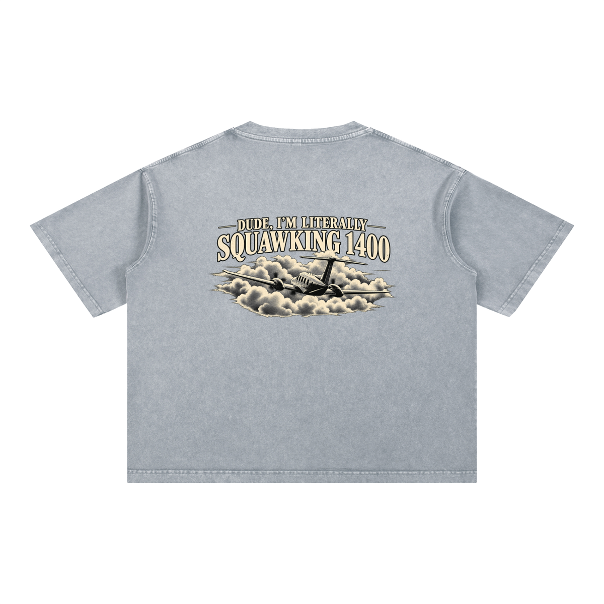 Sqwuak 1400 - Mineral Wash Boxy Cotton T-Shirt