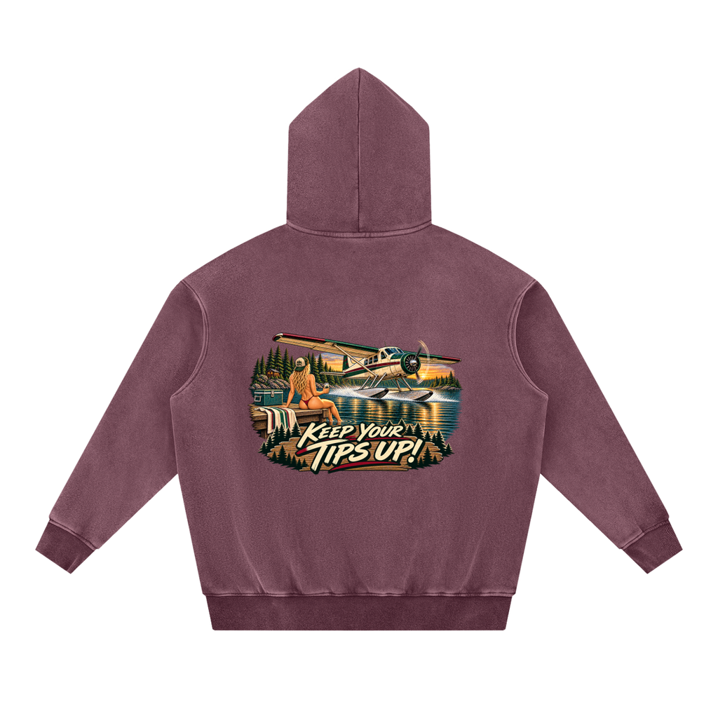 Tips Up - Snow Wash Fleece Oversize Hoodie