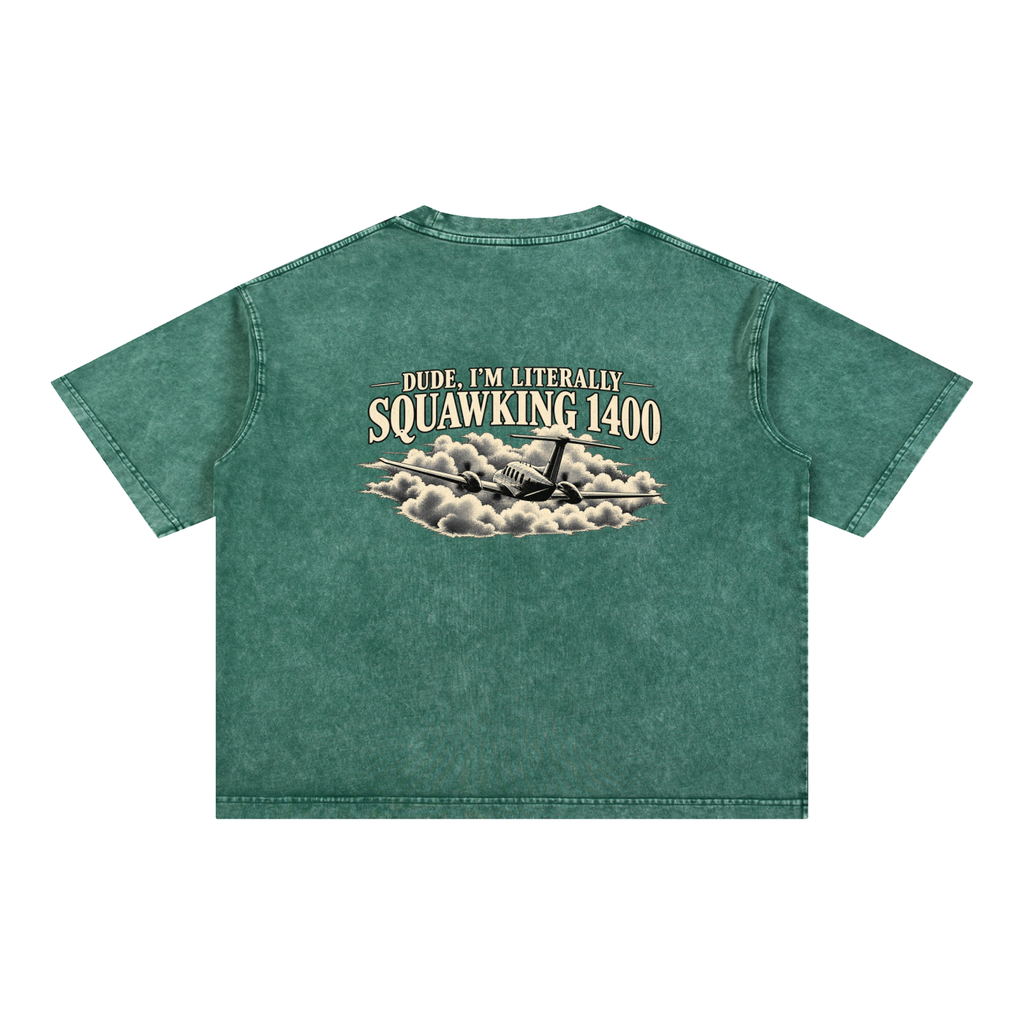 Sqwuak 1400 - Mineral Wash Boxy Cotton T-Shirt
