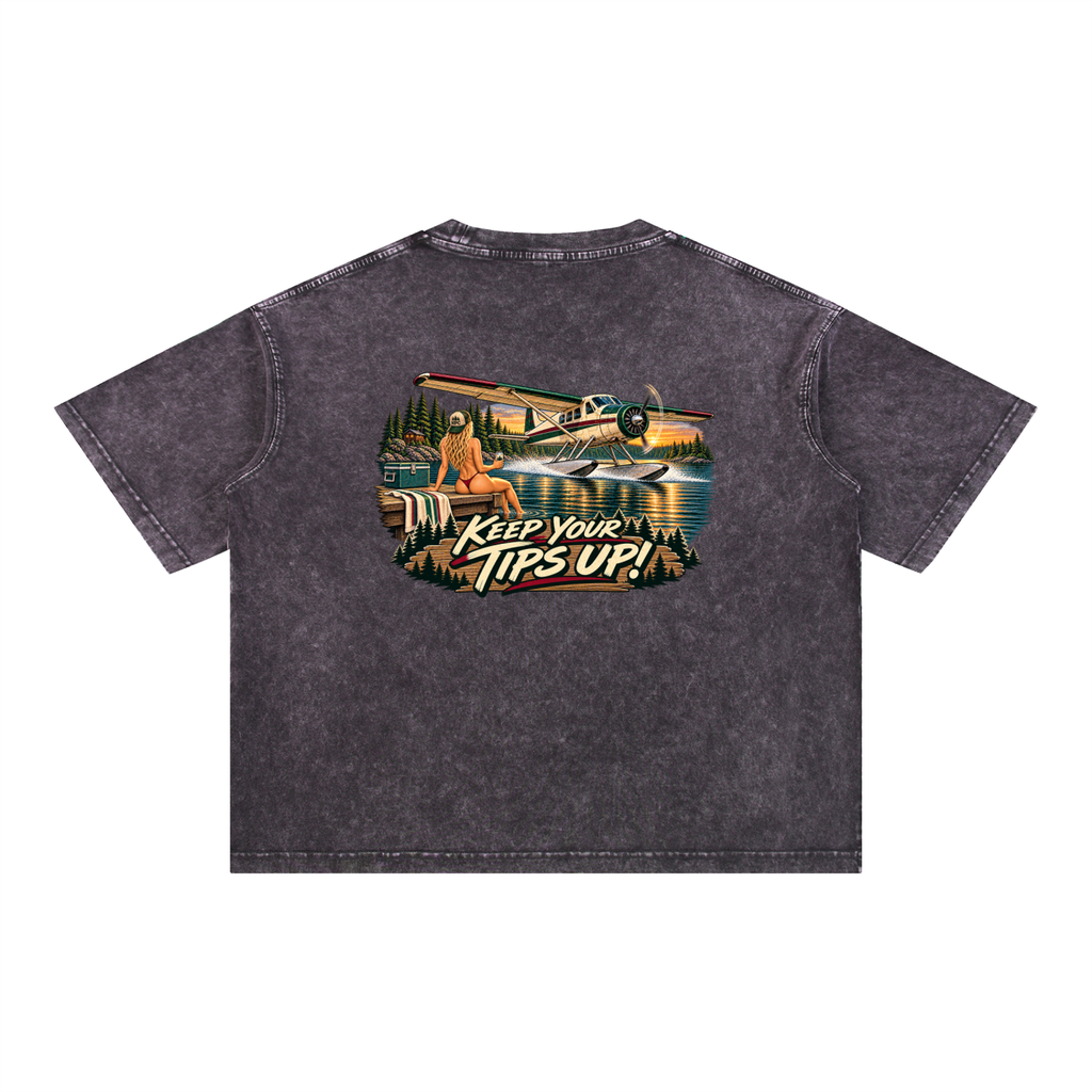 Tips Up - Mineral Wash Boxy Cotton T-Shirt