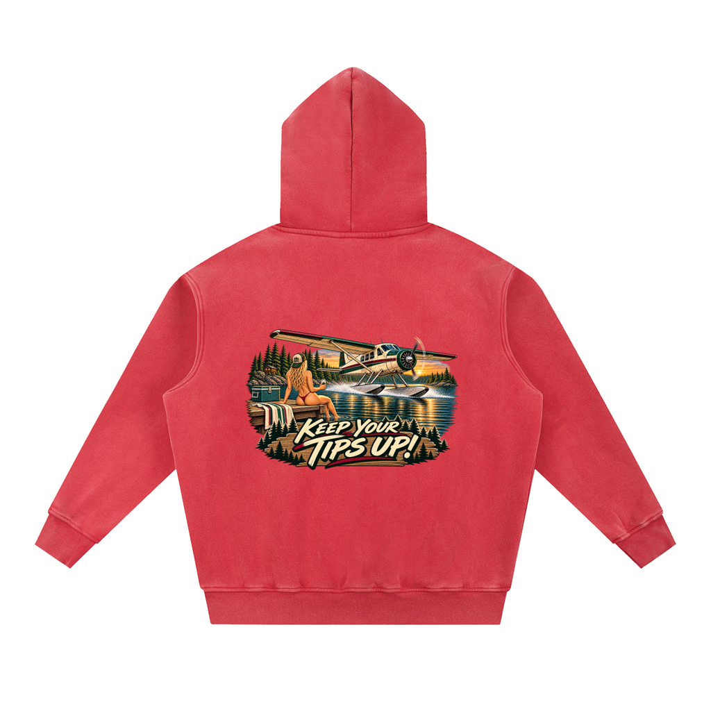Tips Up - Snow Wash Fleece Oversize Hoodie