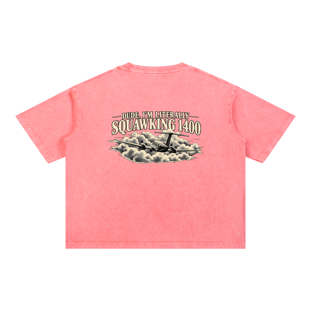 Sqwuak 1400 - Mineral Wash Boxy Cotton T-Shirt