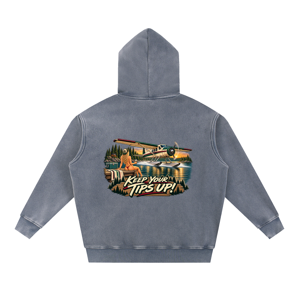 Tips Up - Snow Wash Fleece Oversize Hoodie