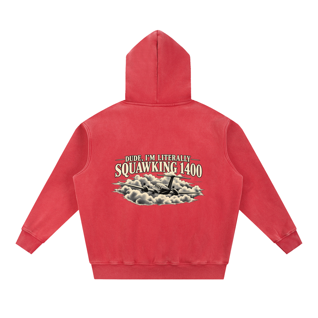 Sqwuak 1400 - Snow Wash Fleece Oversize Hoodie