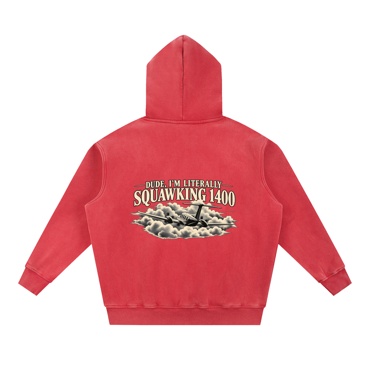 Sqwuak 1400 - Snow Wash Fleece Oversize Hoodie