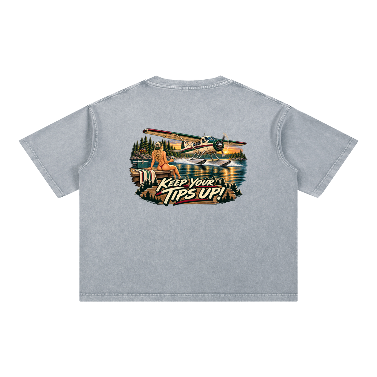 Tips Up - Mineral Wash Boxy Cotton T-Shirt
