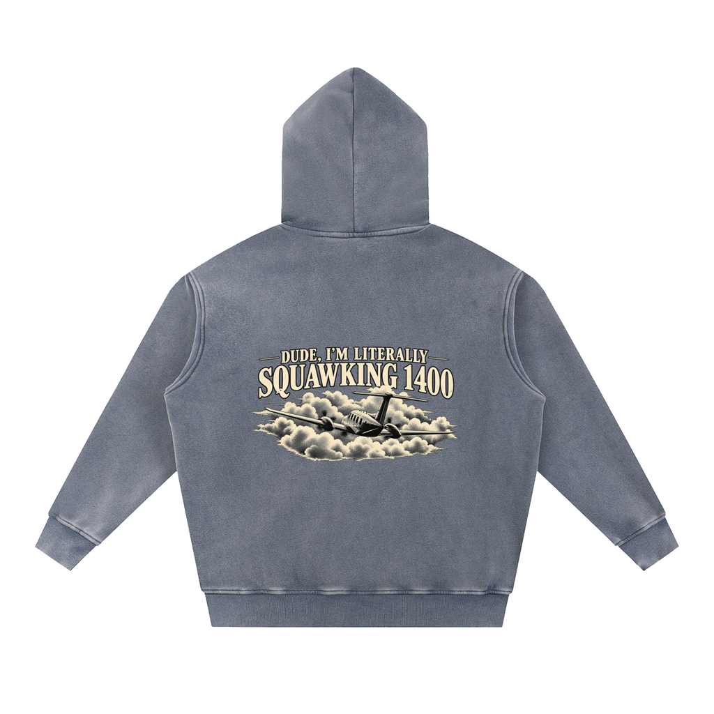 Sqwuak 1400 - Snow Wash Fleece Oversize Hoodie