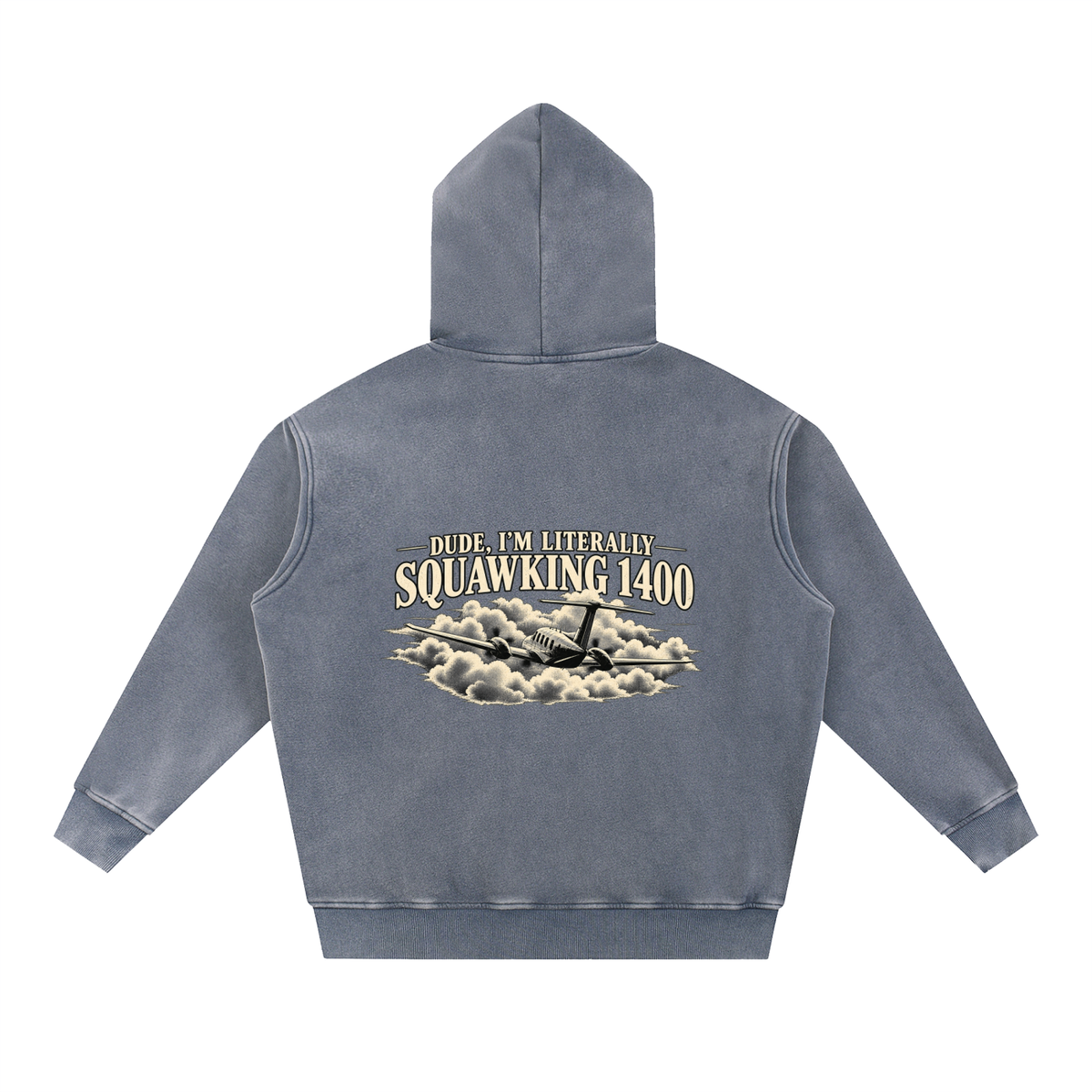 Sqwuak 1400 - Snow Wash Fleece Oversize Hoodie
