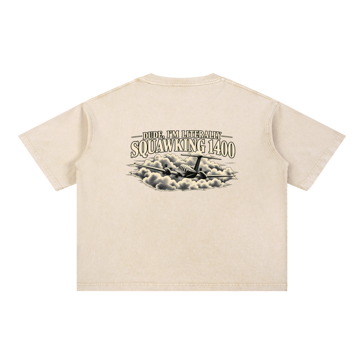 Sqwuak 1400 - Mineral Wash Boxy Cotton T-Shirt
