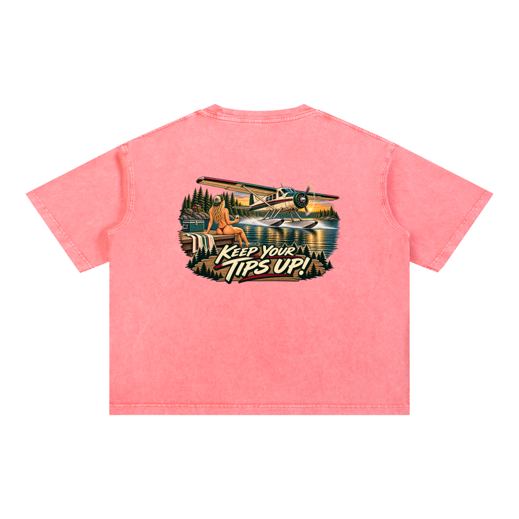 Tips Up - Mineral Wash Boxy Cotton T-Shirt