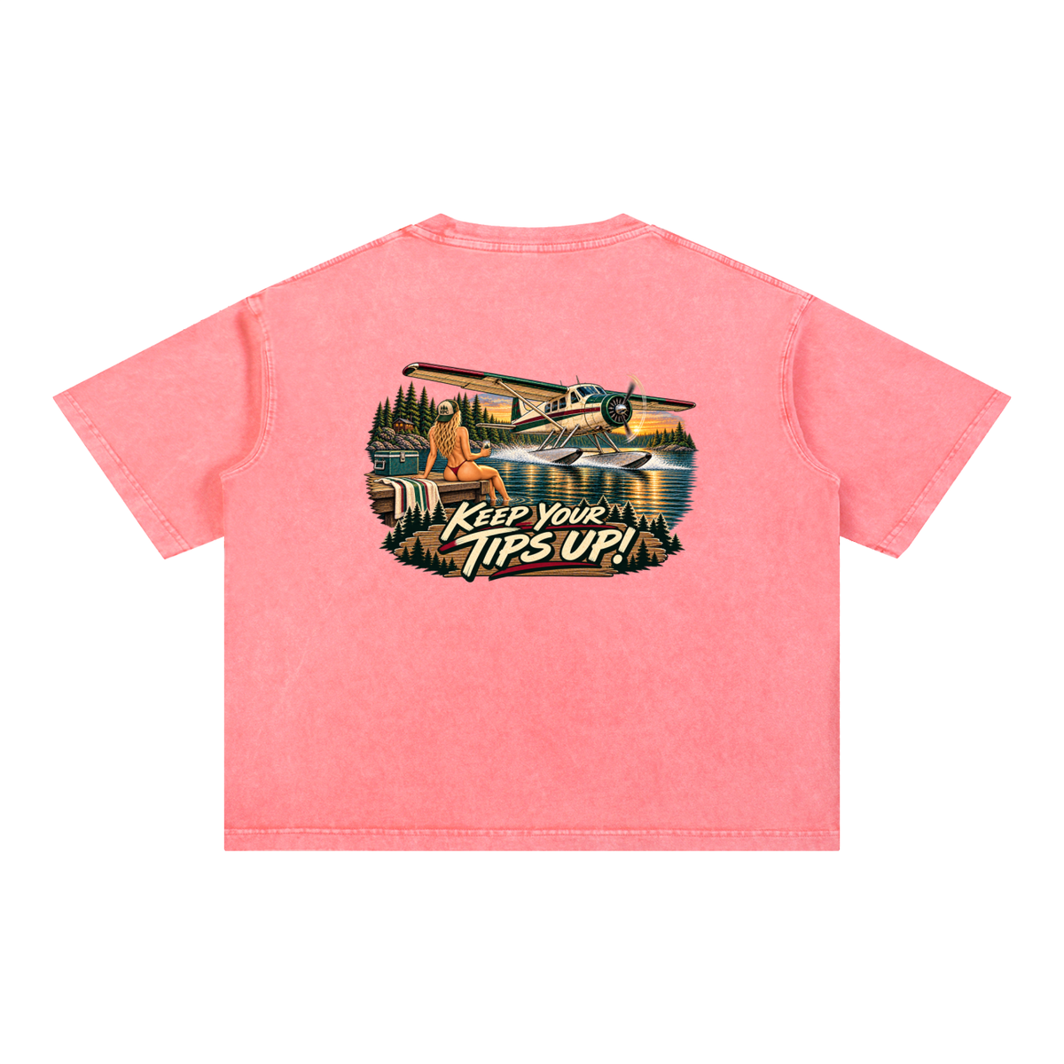 Tips Up - Mineral Wash Boxy Cotton T-Shirt