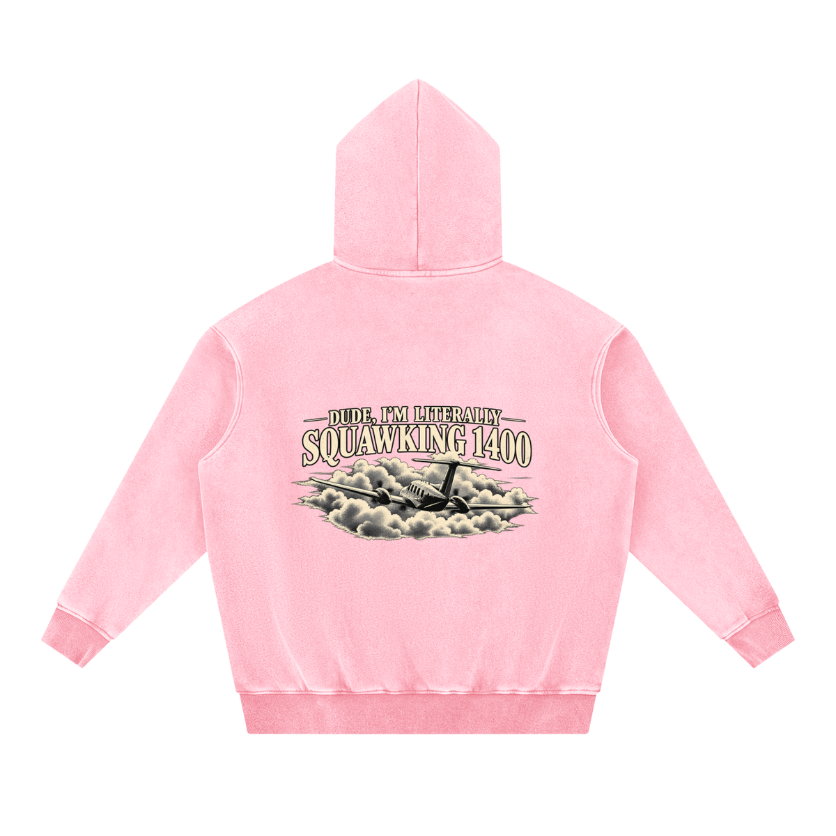 Sqwuak 1400 - Snow Wash Fleece Oversize Hoodie