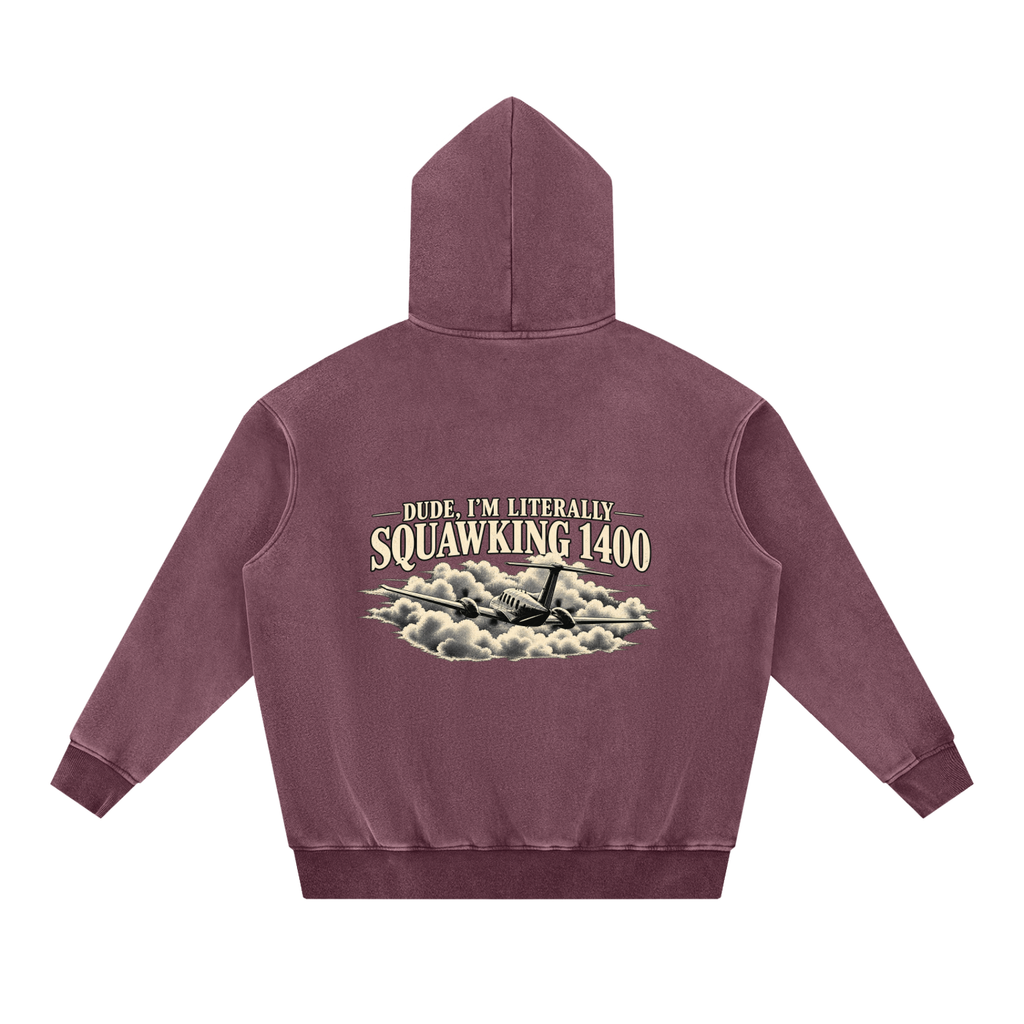 Sqwuak 1400 - Snow Wash Fleece Oversize Hoodie