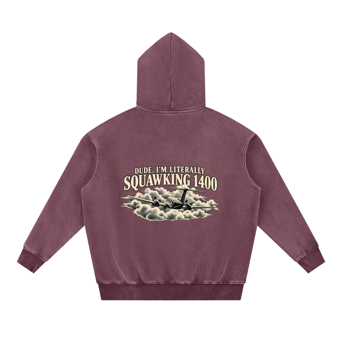Sqwuak 1400 - Snow Wash Fleece Oversize Hoodie