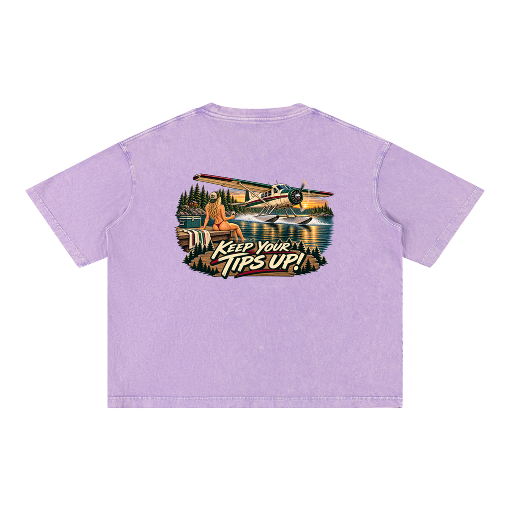 Tips Up - Mineral Wash Boxy Cotton T-Shirt