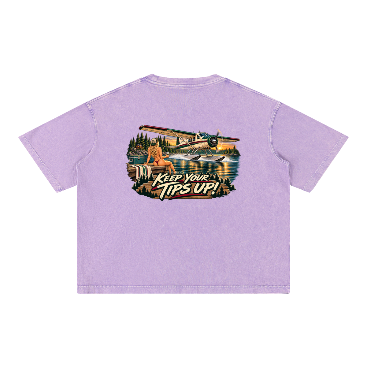 Tips Up - Mineral Wash Boxy Cotton T-Shirt