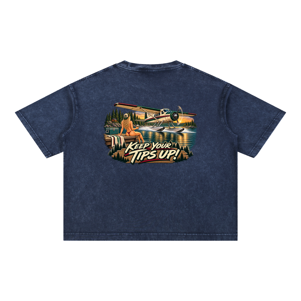 Tips Up - Mineral Wash Boxy Cotton T-Shirt