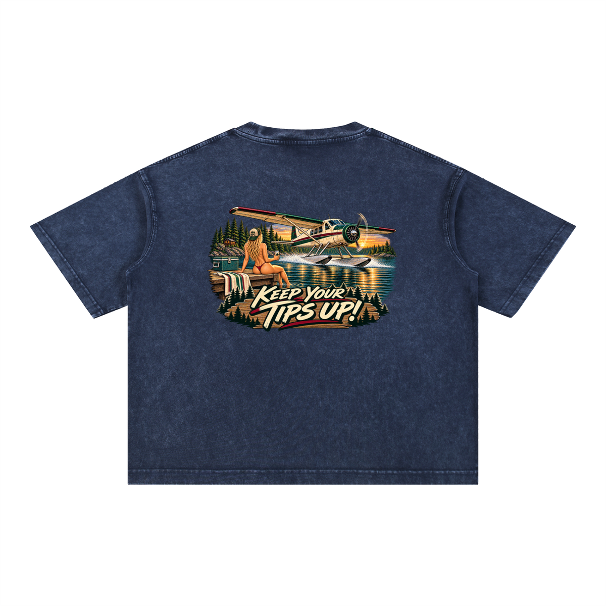 Tips Up - Mineral Wash Boxy Cotton T-Shirt