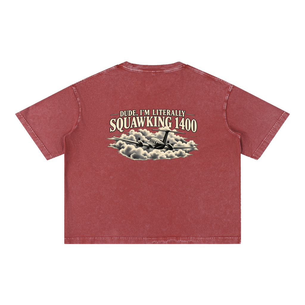 Sqwuak 1400 - Mineral Wash Boxy Cotton T-Shirt