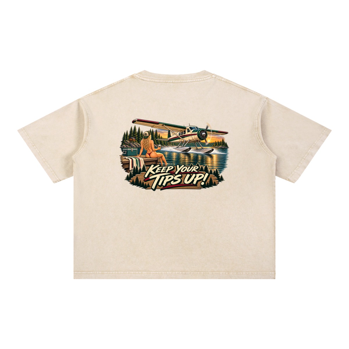 Tips Up - Mineral Wash Boxy Cotton T-Shirt