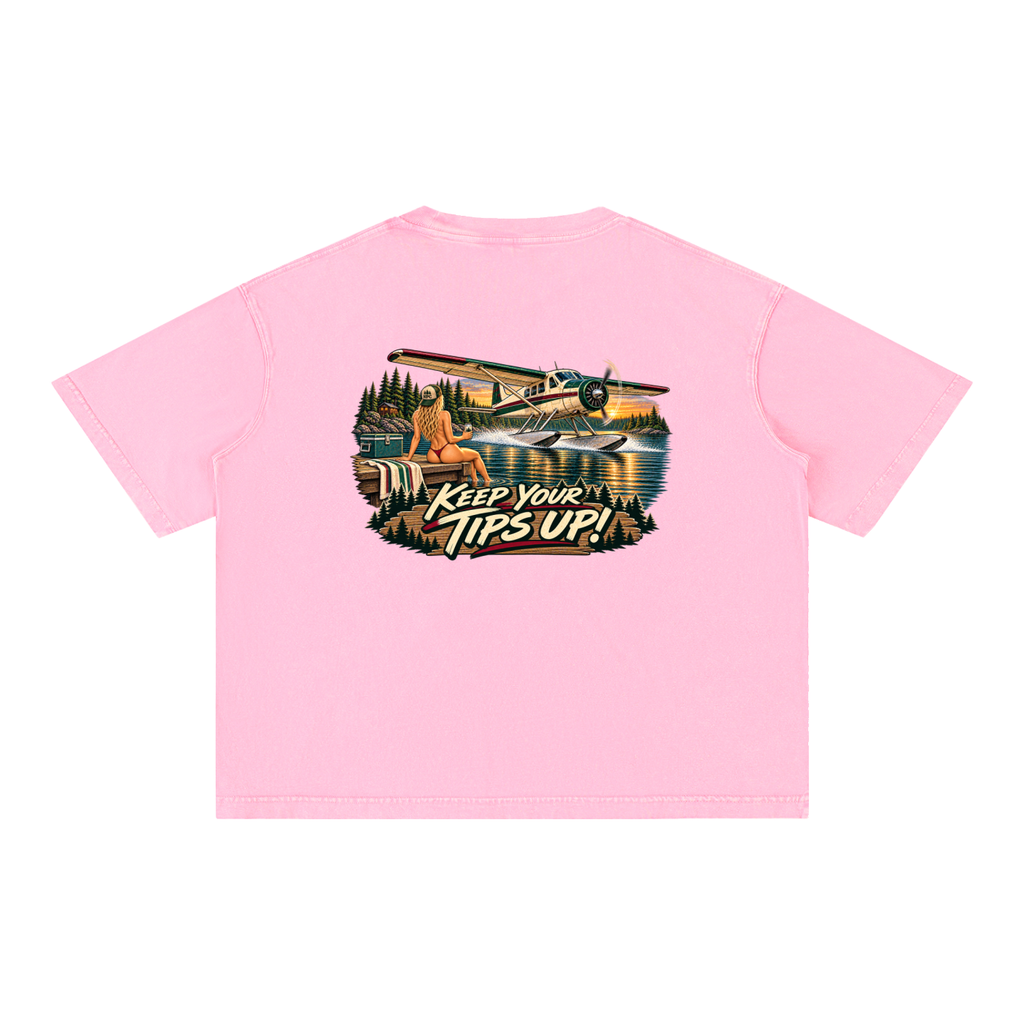 Tips Up - Mineral Wash Boxy Cotton T-Shirt
