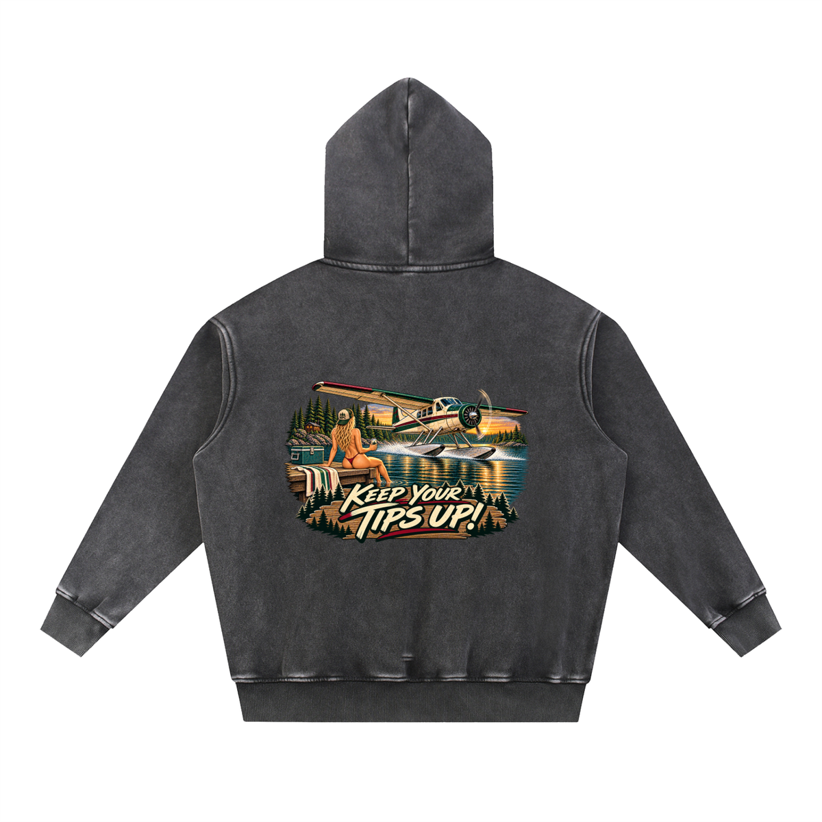Tips Up - Snow Wash Fleece Oversize Hoodie